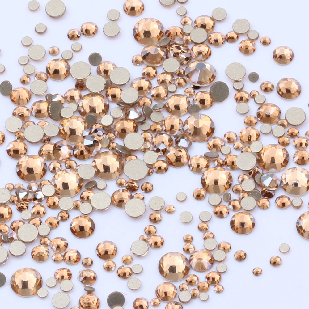

Gold Champagne Non Hotfix Crystal Rhinestones For Nails Art Decorations SS3-SS20 Flatback Strass Stones DIY Crafts Garments
