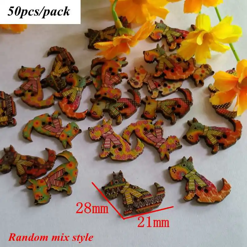 Style 11 50pcs 30/40/50 шт 2 отверстия деревянные пуговицы для Скрапбукинг ремесла Сделай Сам детские, для малышей Костюмы швейная декоративные пуговицы для рукоделия животных L-4 - Цвет: Style 11 50pcs