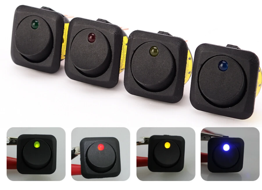 Универсальный квадратный Переключатель 12 В 25 А круглая клавиша 3 контактный