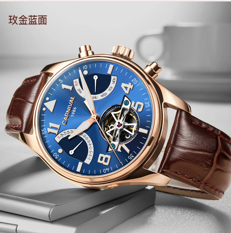Карнавальный бренд tourbillon автоматические механические часы полностью стальные часы Роскошные мужские часы из натуральной кожи montre saati