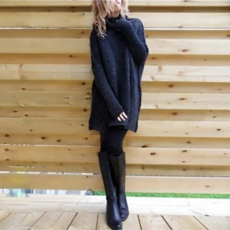 Loose Turtleneck Knitted Long Sweater Women Tops Autumn Winter 2017 Casual Tricot Pullovers Female Sleeve Jumper pull femme | Женская