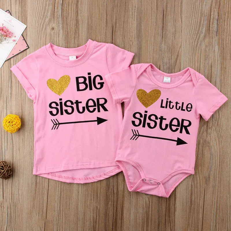 Одинаковая одежда для всей семьи с надписью Love футболка Big Sister комбинезон