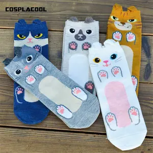 Женские носки с милыми собаками, милые Мультяшные носки в южнокорейском стиле, модные хлопковые носки с принтом, забавные носки с принтом, носки для пола