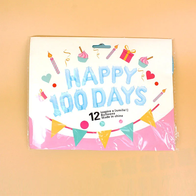 Sky blue 100 days 16 дюймов Детские буквы баллоны с днем рождения алюминиевый воздушный шар из фольги 18 украшения на день рождения Детские воздушные шары на день рождения - Цвет: Sky blue 100 days