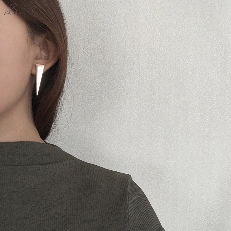 Женские Треугольные Серьги гвоздики AOMU вечерние металлические серьги