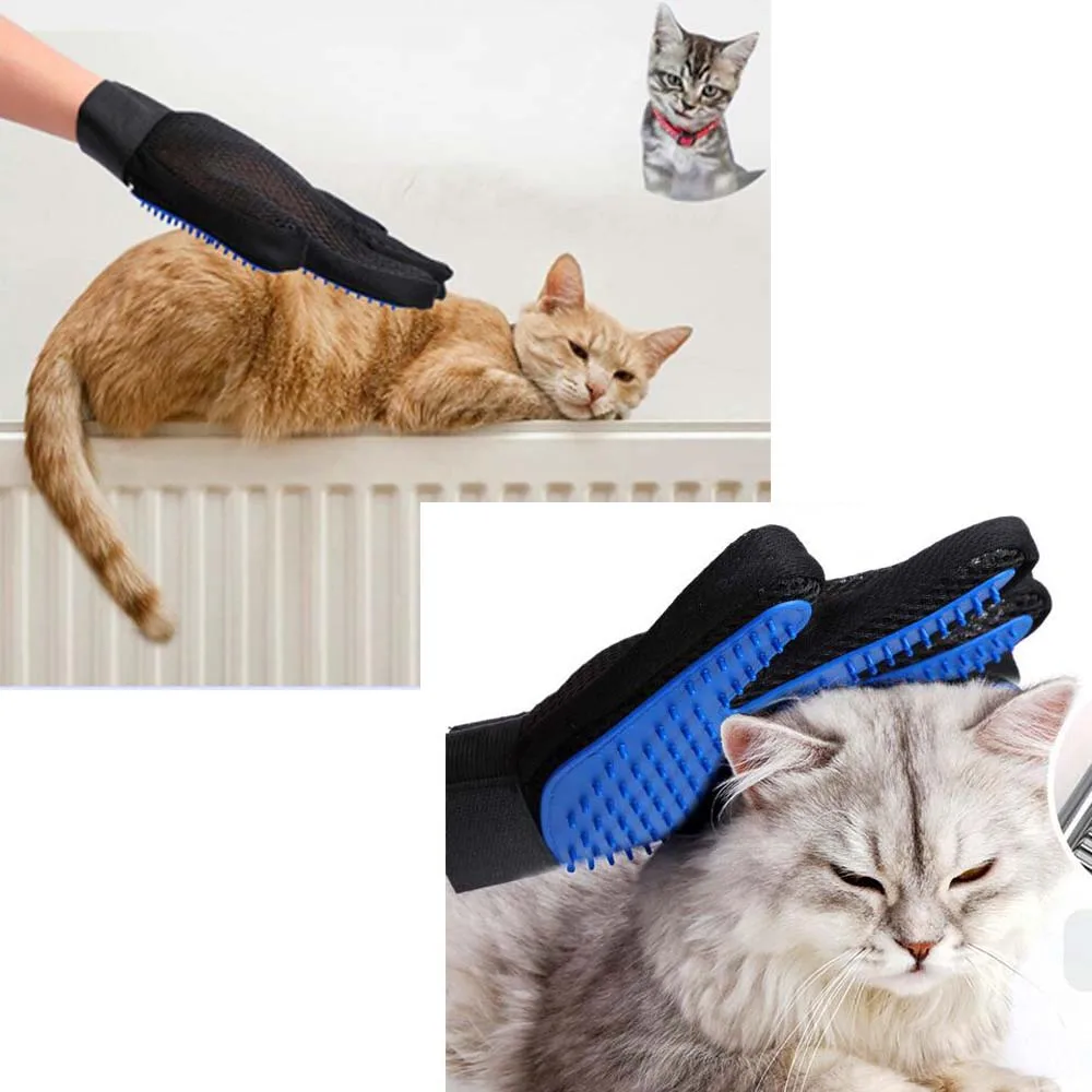 Щетка перчатка для вычесывания домашних питомцев мягкий силиконовый набор