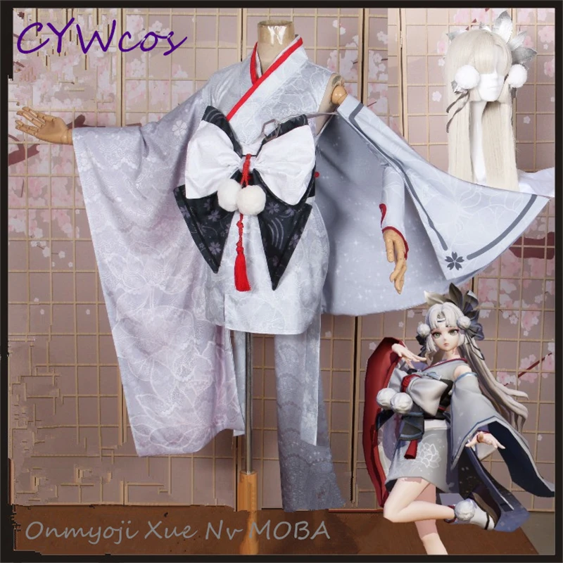 Onmyoji игра косплей Xue Nv MOBA костюм на Хэллоуин кимоно Женская Униформа + головной