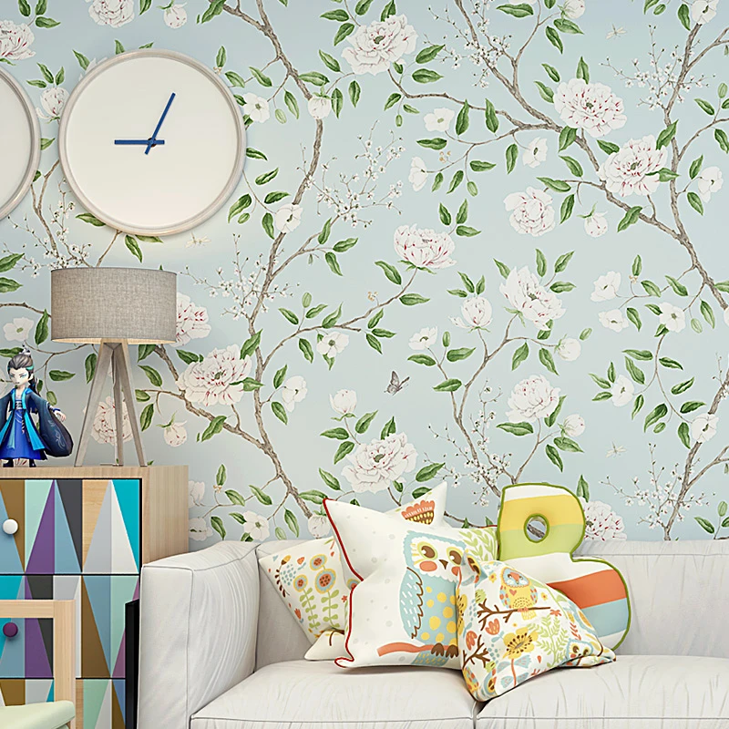 

3D Wallpaper Modern Fashion Pastoral Floral Tree Non -Woven Wall Paper Roll Living Room TV Sofa Bedroom Home Decor Wall Covering