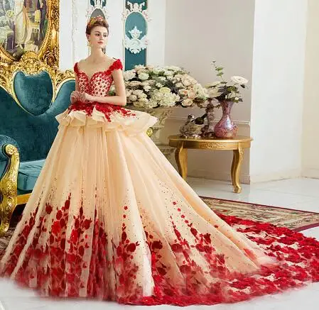 picture color Королевское роскошное вечернее платье, вышивка, часовня, поезд, аппликация, бисер, вечерние платья для выпускного вечера, Саудовская Аравия, Дубай, свадебные платья, одежда - Цвет: picture color
