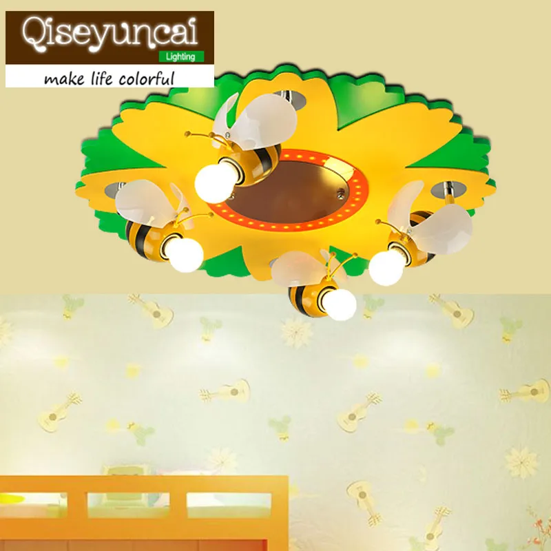 

Qiseyuncai 2018 new Small dense bee flower LED, children ceiling lamp, creative cartoon, animal modeling, children's room lamps.