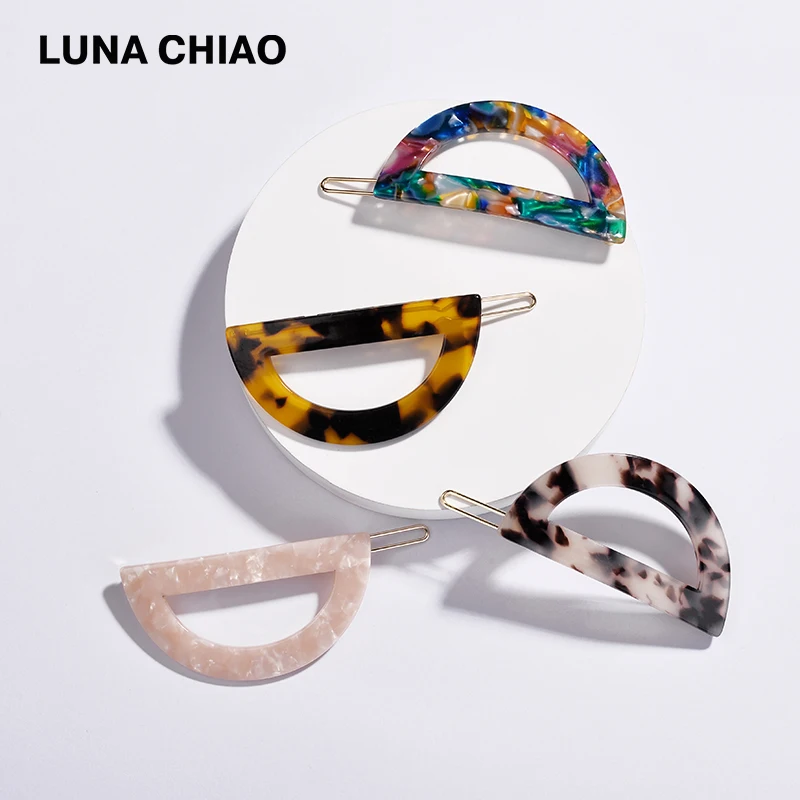 Популярные аксессуары для волос LUNA CHIAO, полукруглые акриловые заколки для волос в виде черепахи для девушек и женщин