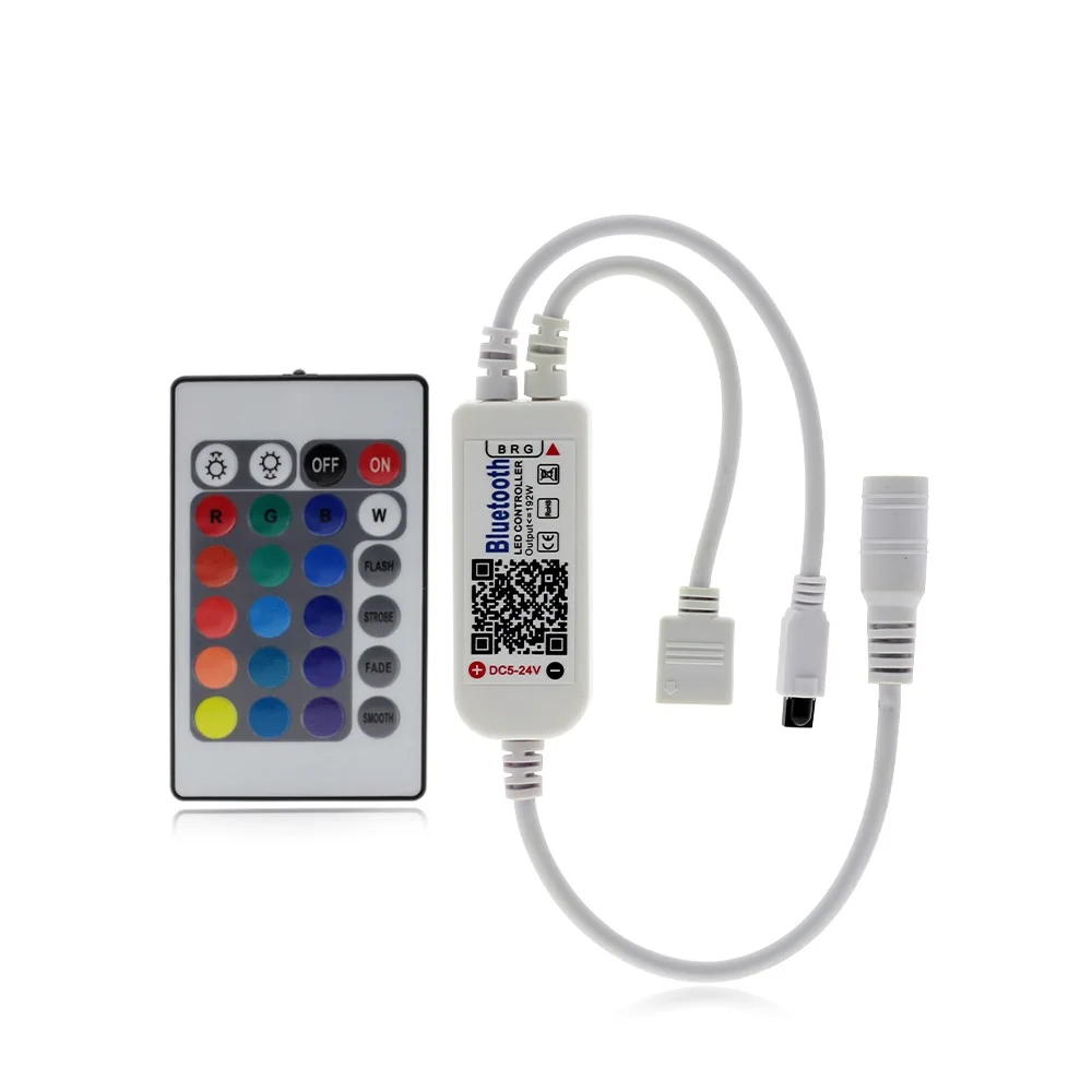 

DC 5V 12V 24V Mini Bluetooth WiFi LED RGB RGBW Controller iOS Android APP 24Key IR Remote Controler for 3528 5050 LED Strip