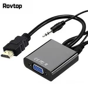 Адаптер Rovtop HDMI-VGA, переходник папа-Мама, 1080P цифро-аналоговый видео аудио адаптер для ПК, ноутбуков и планшетов