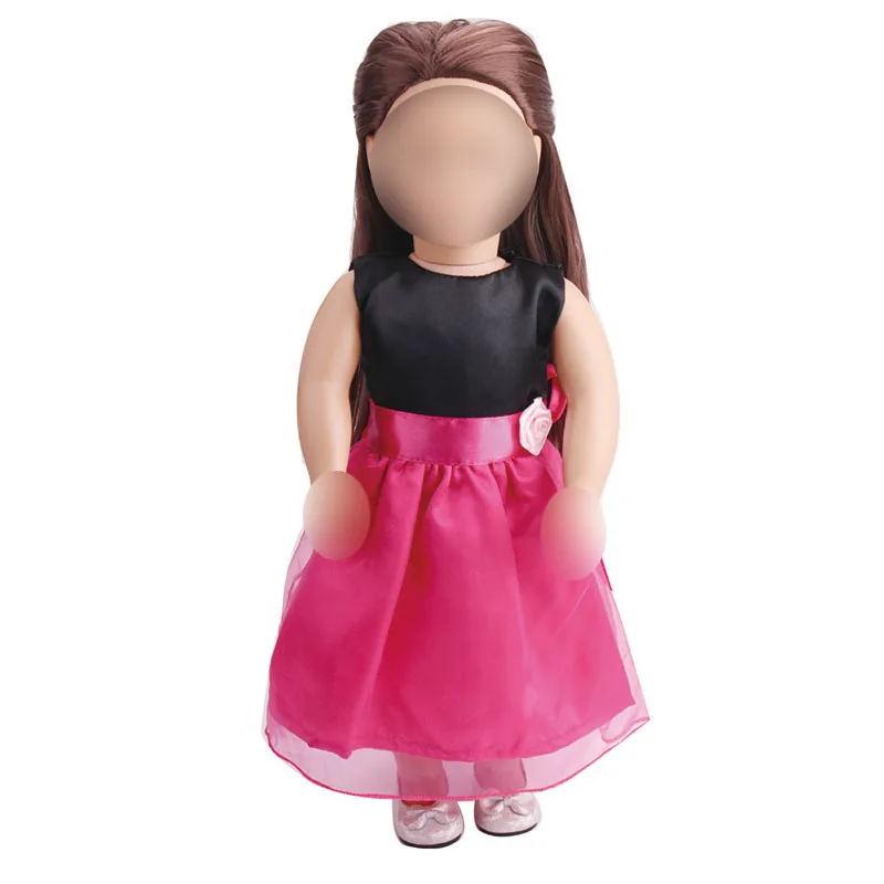 

18 inch Girls doll dress 5 color Princess lace rose skirt American new born clothes Baby toys fit 43 cm baby accessories c36