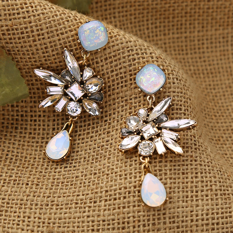 Уникальный Дизайн белый кристалл падение Для женщин Серьги Роскошные