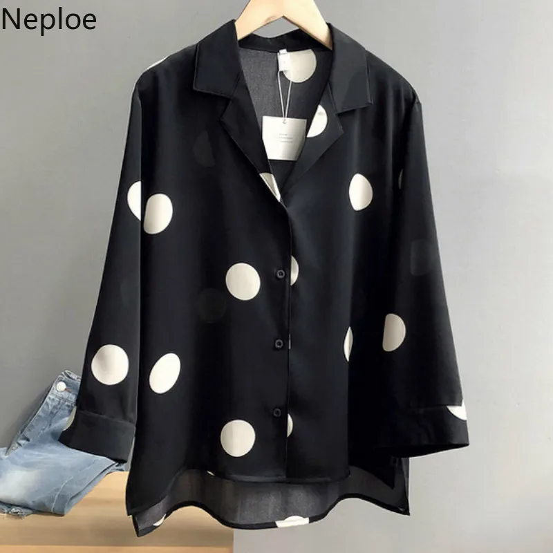 Neploe Summer 2019 Women Top New Fashion Polka Dot Print Blouse Chic Notched Collar Eight Quarter Sleeve Blusa 43341 |