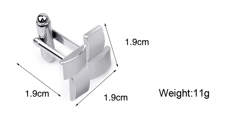Запонки с узлом посеребренные полированные дизайнерские мужские модные запонки