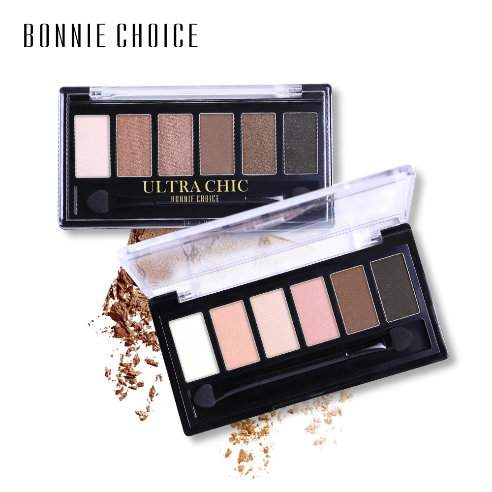 Матовые тени для век BONNIE CHOICE 6 цветов Палетка с кисточкой макияж блеск