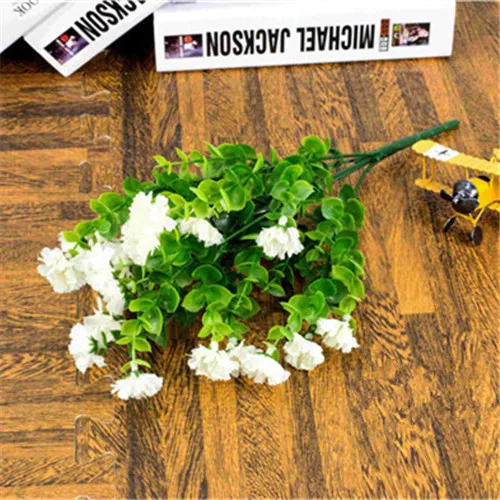 Бабочка Хризантема шелка Цветы Моделирование эвкалипт растения Цветок 6-вилка