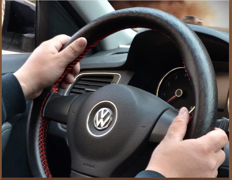 DIY чехол на руль автомобиля из натуральной кожи с мягкой нескользящей оплеткой из воловьей кожи, сшитый вручную чехол на руль автомобиля 38 см