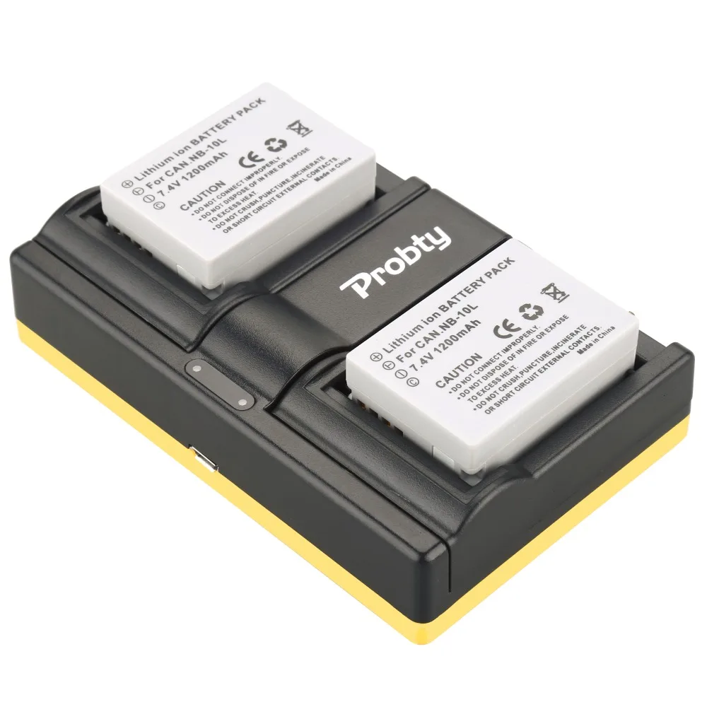Probty 2 шт. NB-10L NB 10L Камера Батарея + USB Dual Зарядное устройство для Canon G3X G1X G16 G15 SX40 SX50 SX60