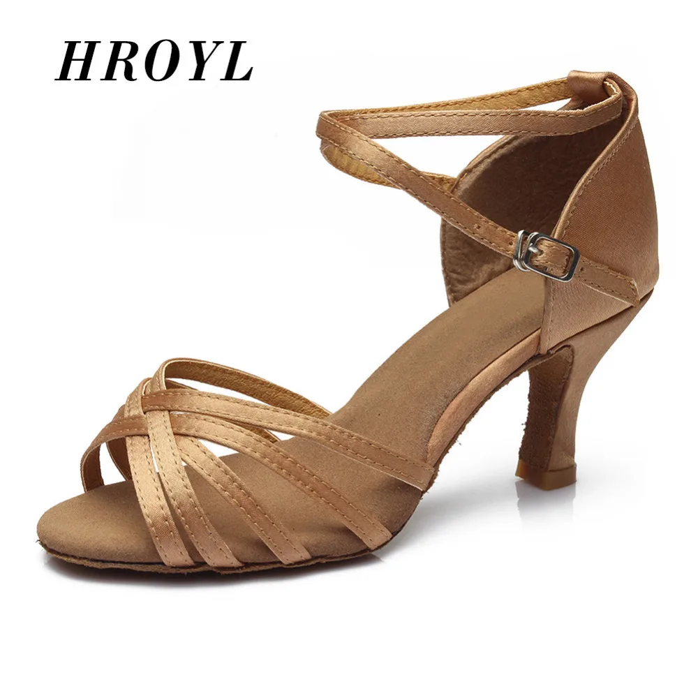 Туфли HROYL женские для бальных танцев мягкие блестящие сандалии латинских