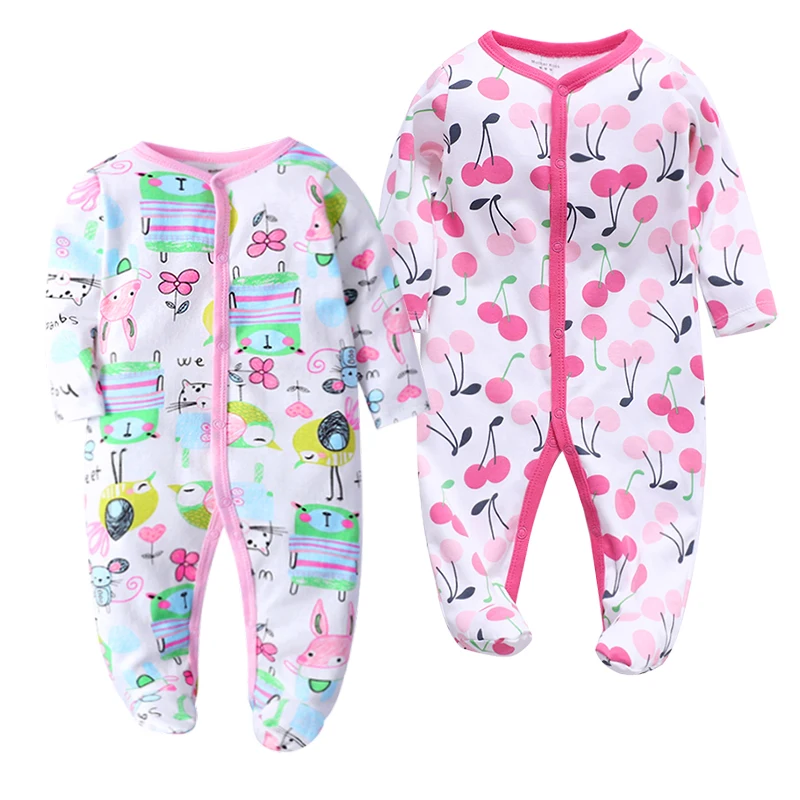 Комбинезон с длинным рукавом 0-2 лет для девочек и мальчиков хлопок цвета в