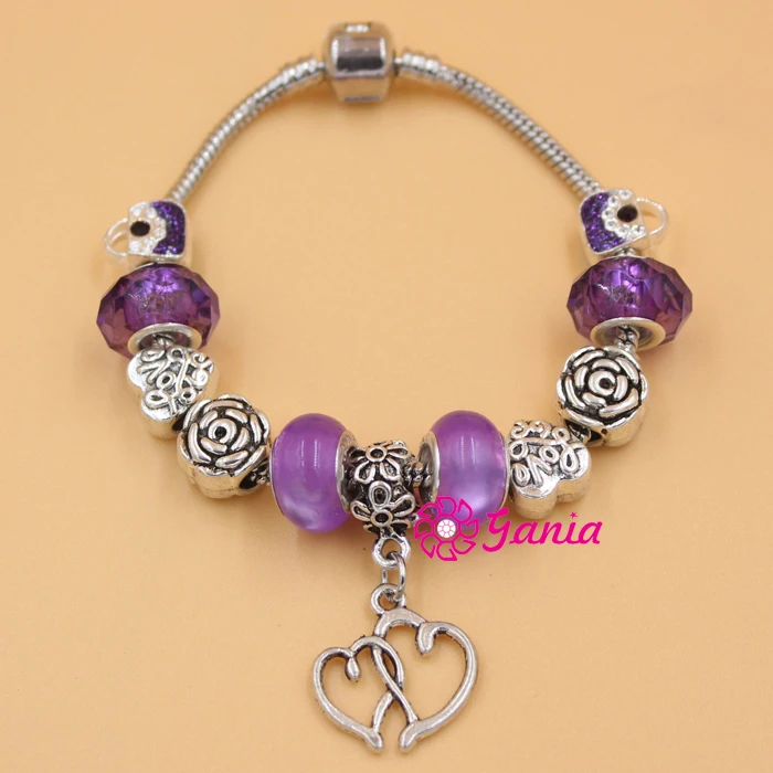 Модные ювелирные изделия браслет в европейском стиле с фиолетовыми бусинами