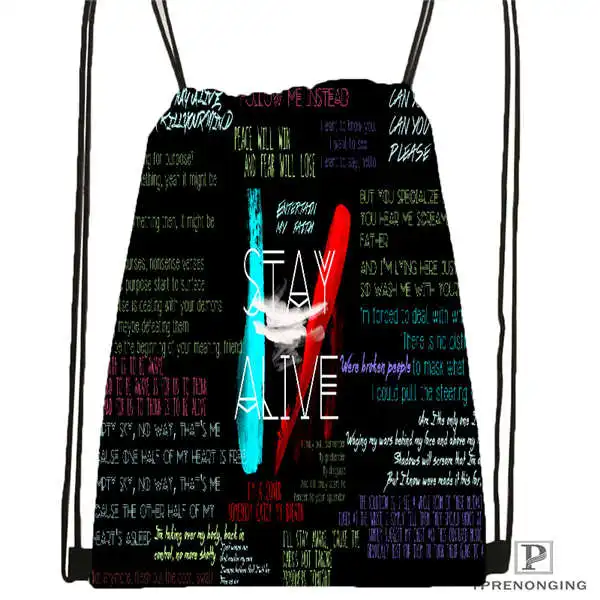 Custom Twenty One Piolots Drawstring рюкзак сумка милый детский (Черная задняя часть) 31x40 см #2018612 01