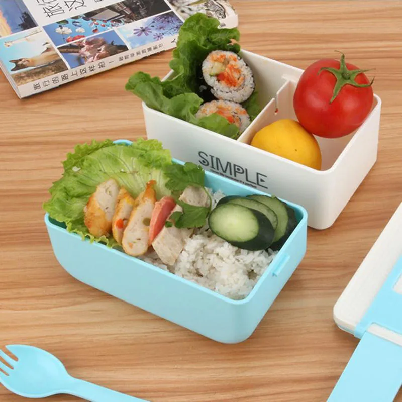 ONEUP японский стиль простой Ланч-бокс двухслойный экологически чистый Bento box 2000 контейнер для еды, мл Microwavable чехол для магазина еды