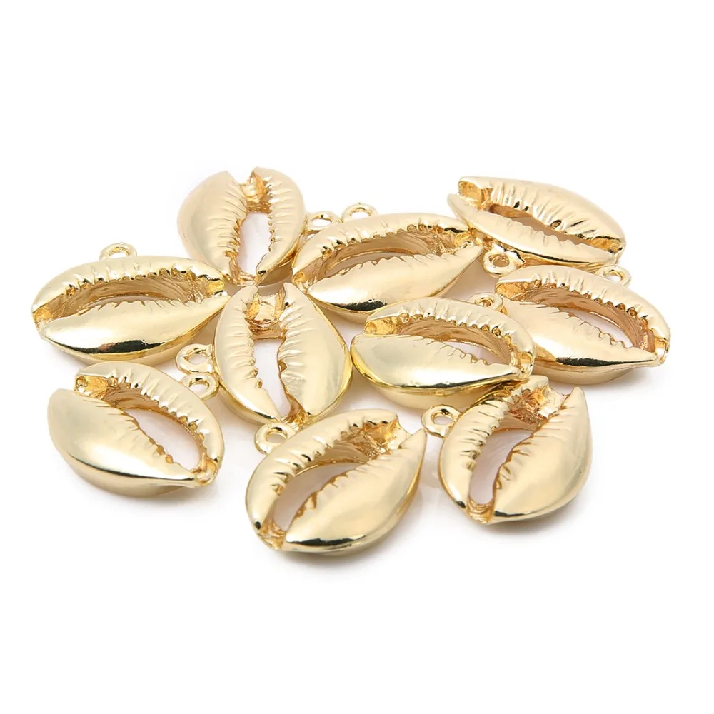 10 шт./лот маленькие подвески в форме ракушки золотого цвета для самостоятельного