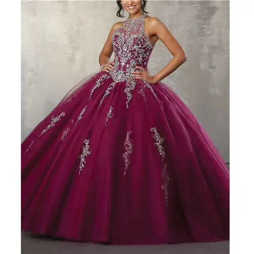 Коричневый Винтажные Высокие Нашивки с бусинами с курткой из тюля vestidos de 15 anos quinceanera пышные платья - Цвет: Коричневый
