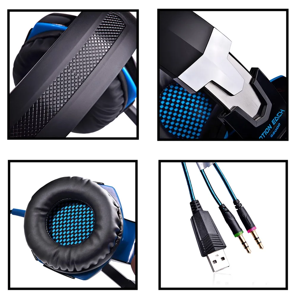 Cncool Hot G2000 Gaming Headphones Stereo Deep Bass Computer Game Headset with microphone LED Light for PC professional Gamer |