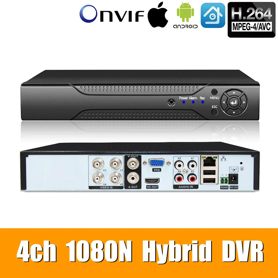 5in1 4ch * 1080N AHD DVR камера видеонаблюдения видеорегистратор гибридный 720P/960H
