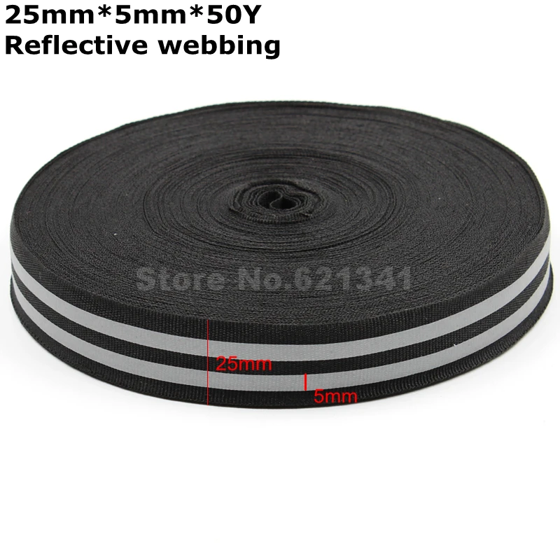 25 мм * 5 (Ш) двойная полоса светоотражающая ткань тесьма Ленточные краны окантовка