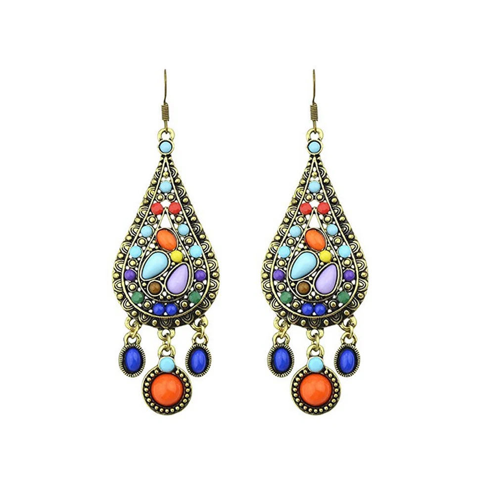 1 пара модных сережки Бохо винтажная красочная Смола Сплав гвоздики для