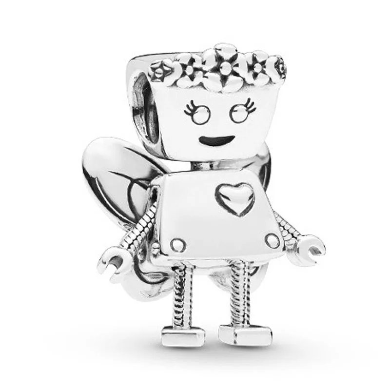 silver Floral Bella Новое оригинальное серебряное розовое золото сплав бисера Кристалл робот Шарм Fit Pandora браслет ожерелье DIY женские ювелирные изделия - Цвет: silver Floral Bella