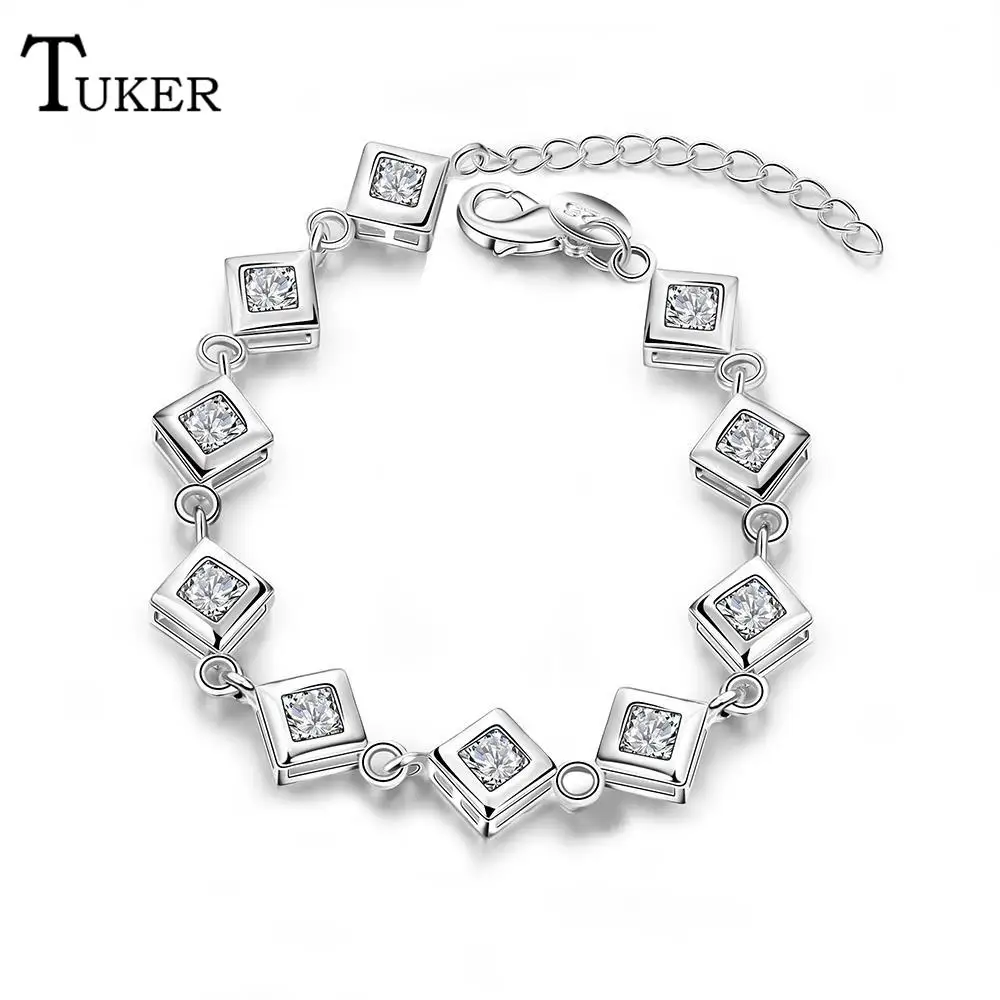 Модные Классические квадратный Ювелирные изделия из кристаллов белого золота