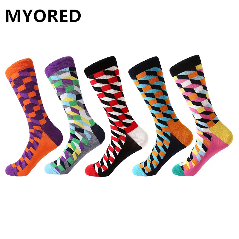 MYORED drop shipping colorful fashion mens socks combed cotton funny crew socks for men Calcetines de hombre