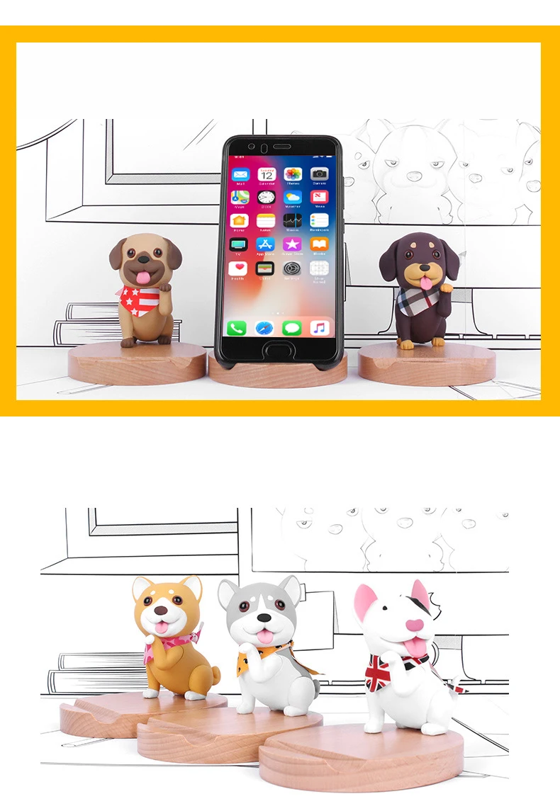 Fimilef милый держатель для сотового телефона с щенком для Iphone huawei деревянный мультяшный любимец собака Мобильная подставка для телефона украшение стола подставка держатель