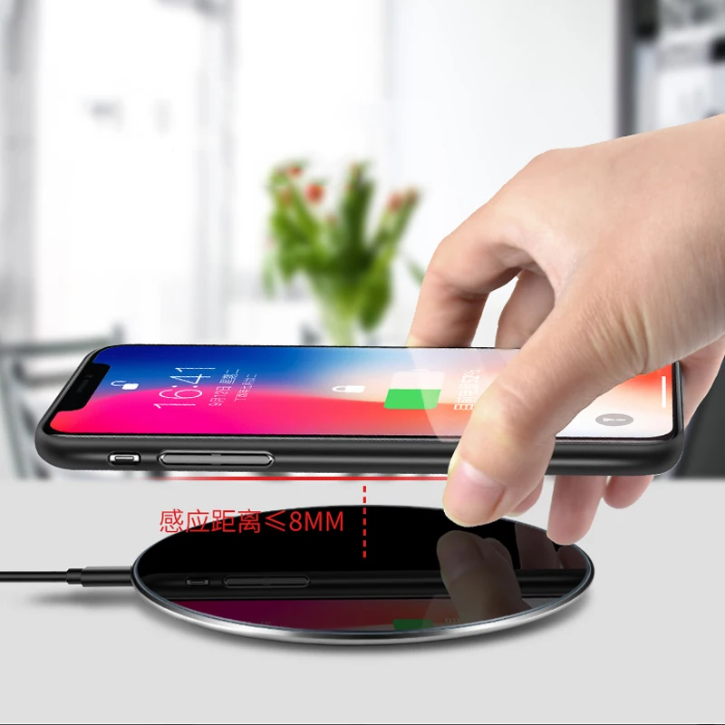 Qi беспроводной телефон зарядное устройство зеркало 10 Вт быстрый для iPhone X 8