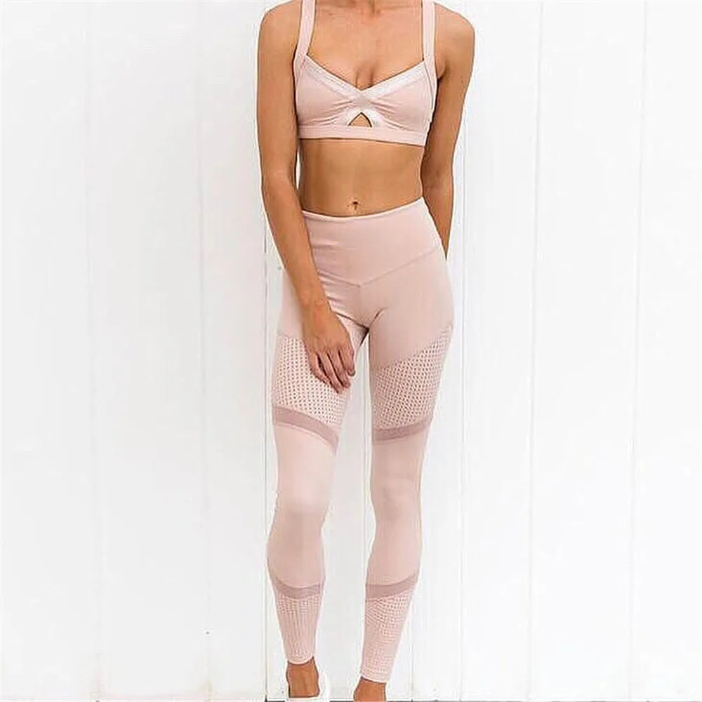 Для Женщин Леггинсы пуш-ап для бедер пояс-сетка фитнеса пряжи спортивные