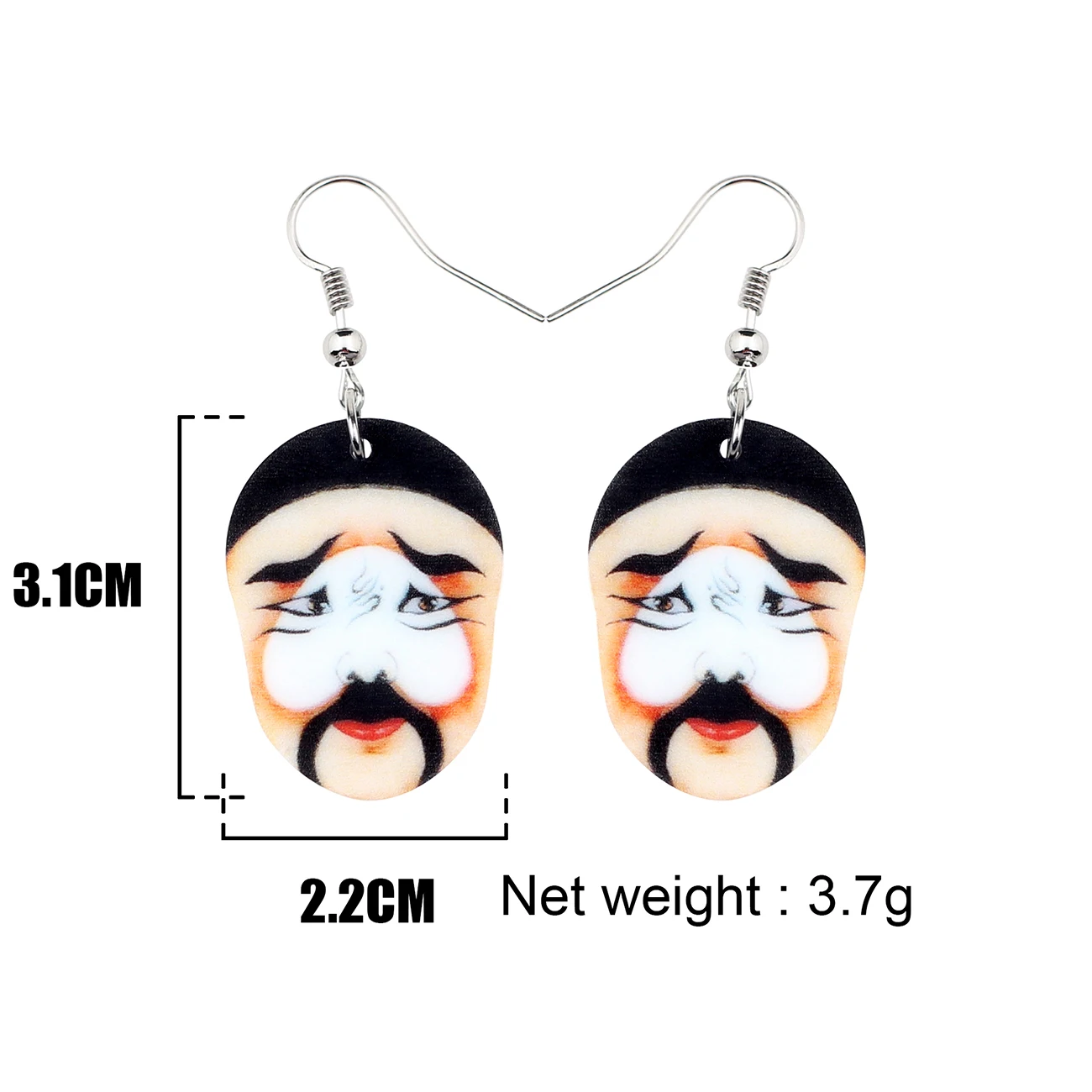 Bonsny акриловые Древняя китайская Пекинская опера маска серьги-подвески в форме