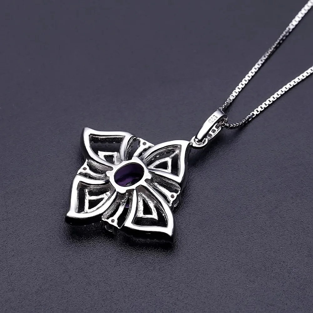 Женский кулон бабочка GEM'S BALLET 1.30Ct Овальный натуральный аметист ювелирное