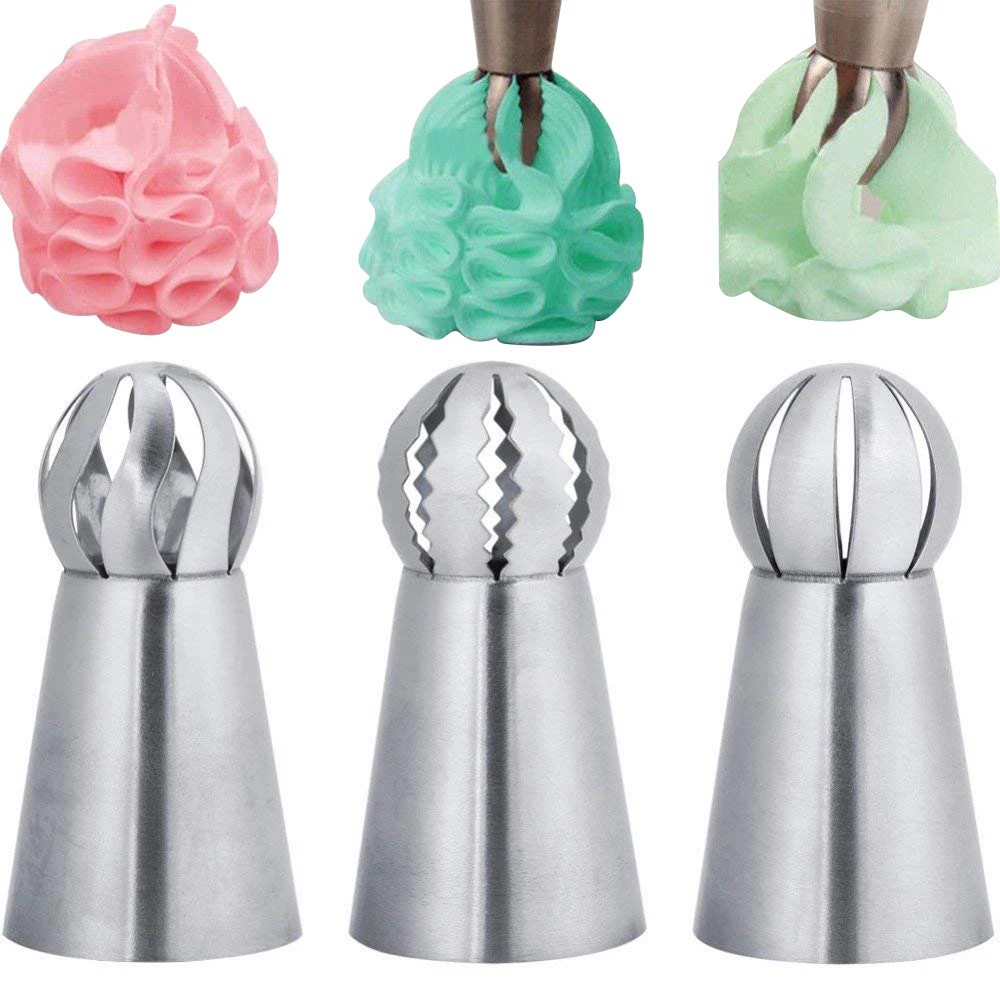 

3PCS/Set Cake Icing Nozzles Russian Piping Tips Lace Mold Pastry Cake Decorating Tool Stainless Steel Kitchen Baking Pastry Tool