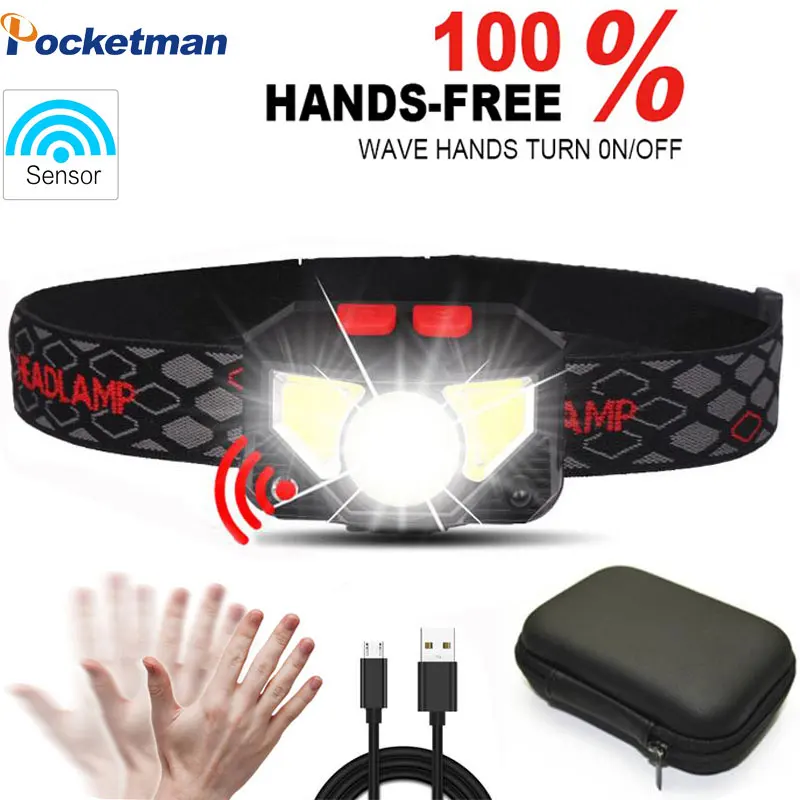 Светодиодный налобный фонарь с датчиком движения 8000 лм | Лампы и освещение