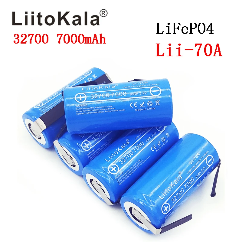 

16PCS LiitoKala 3.2V 32700 7000mAh 6500mAh LiFePO4 Battery 35A Continuous Discharge Maximum 55A High power battery+Nickel sheets