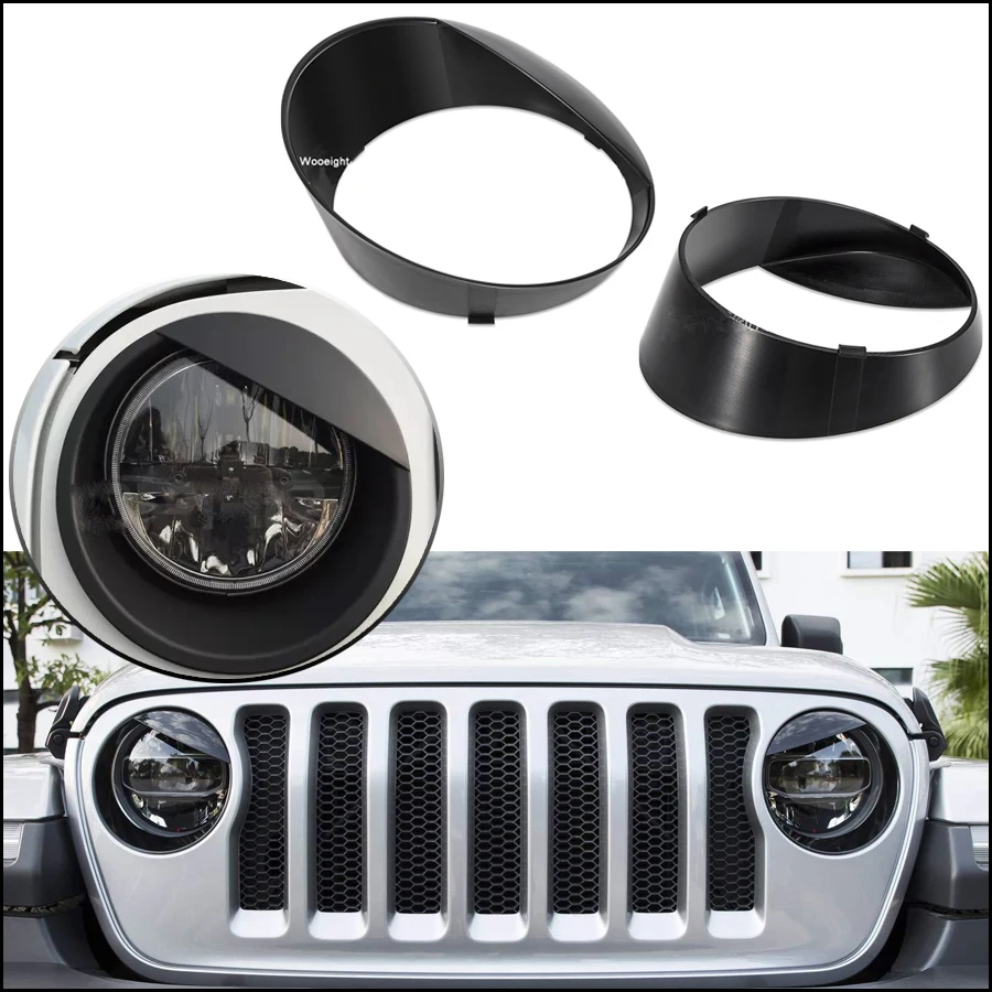 Черная передняя фара Wooeight из АБС-пластика злые глаза для Jeep Wrangler JL 2018 1 пара
