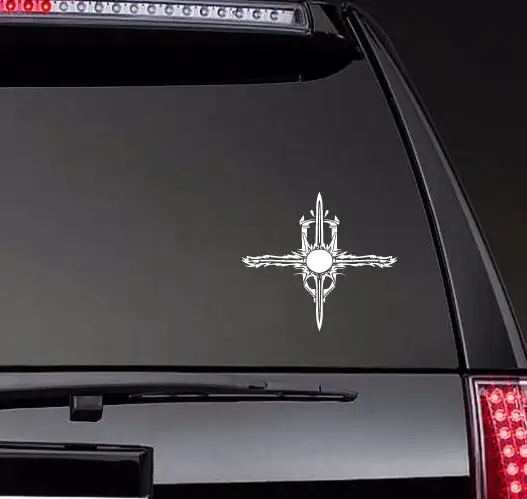 

12x12 см солнце с лезвиями меча виниловые автомобильные наклейки стикеры искусственные смешные наклейки ZP0234