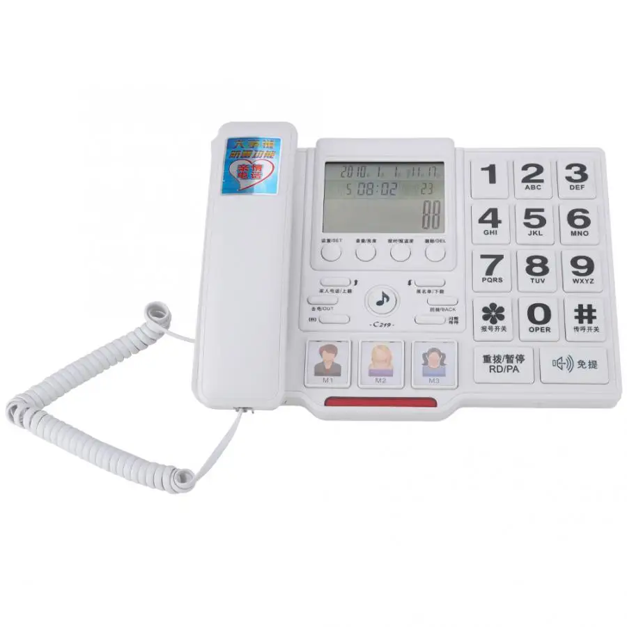 C219 Simple Style Fixed Telephone Landline Desk Phone for Home Office Desktop Telephone